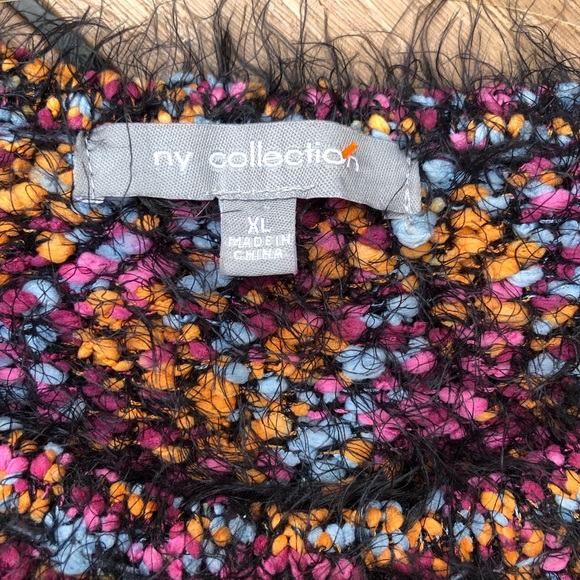NY collection multicolor fuzzy rag sweater - Picture 6 of 8